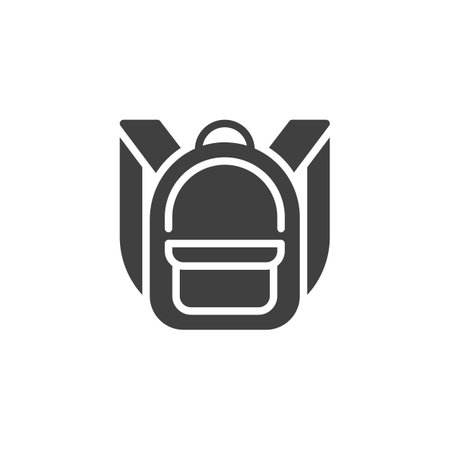School bag vector icon. filled flat sign for mobile concept and web design. Backpack glyph icon. Symbol, logo illustration. Vector graphicsのイラスト素材
