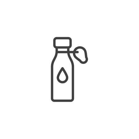 Water Bottle line icon. linear style sign for mobile concept and web design. Durable bottle with carabiner hook outline vector icon. Symbol, logo illustration. Vector graphicsのイラスト素材