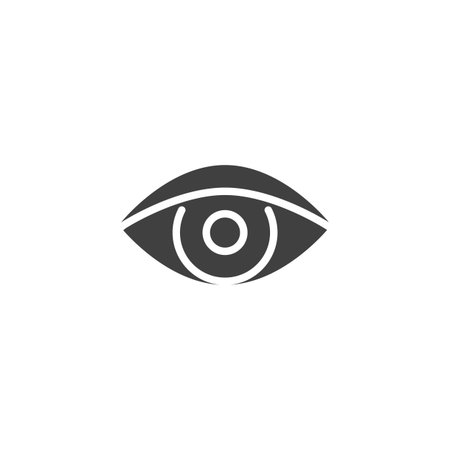 Human eye vision solid icon. A glyph medical icon showing a stylized eye. This vector icon is used as a health care sign and symbol for ophthalmology and sight concepts.のイラスト素材