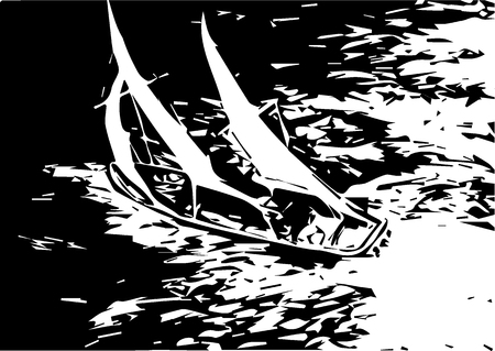 Sailboat in the seaのイラスト素材
