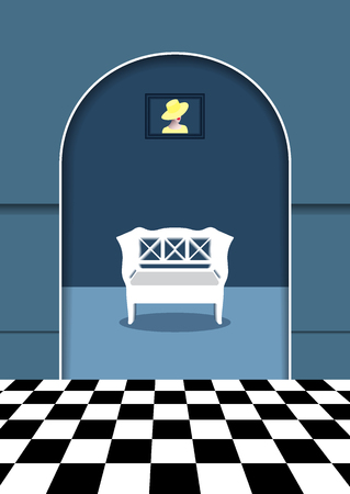 modern living room with white sofa. vector illustrationのイラスト素材