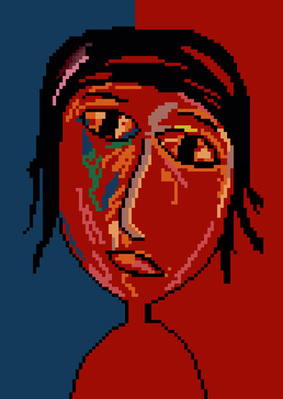 Vector pixel art girl vector illustrationのイラスト素材