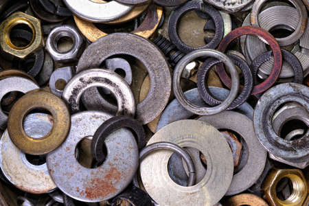 Old Shim, Grover Shim, Screw-nut. Shallow DOFの写真素材