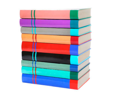 Stack of colorful books on white backgroundの写真素材
