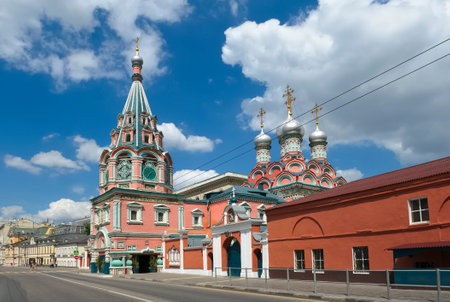Moscow, Russia - June 23, 2016: Church of St. Gregory of Neo-Caesarea in Derbitsah, built in the years 1668-1679, landmark, Bolshaya Polyanka streetのeditorial素材