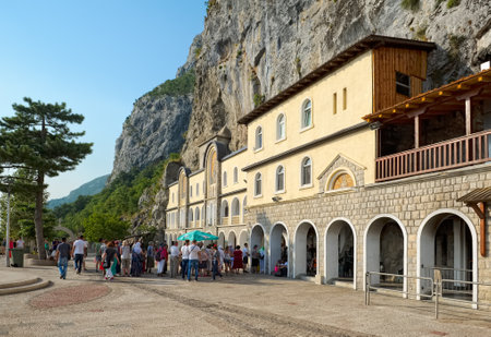 Montenegro, Danilovgrad - August 10, 2017: View of the male Orthodox monastery Ostrog, interesting placeのeditorial素材