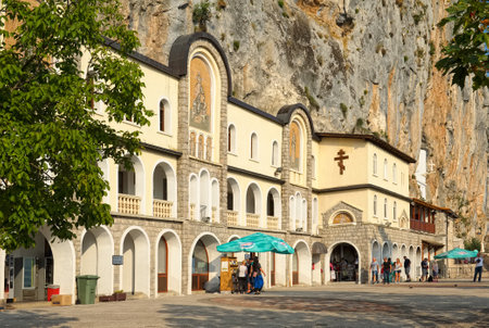 Montenegro, Danilovgrad - August 10, 2017: View of the male Orthodox monastery Ostrog, interesting placeのeditorial素材