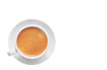 White espresso coffee cup isolated on white background, copy spaceの写真素材