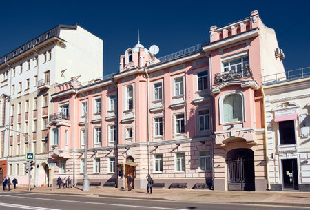 Former profitable house of VI Zhdanovsky, built in 1898, landmark, currently Ingosstrakh is located in the building: Moscow, Russia - 06 October 2021のeditorial素材
