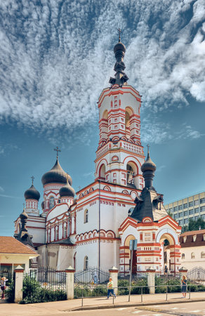 Ibragimov Street, Church of the Holy Great Martyr Demetrius of Thessaloniki on Blagush, 1909-1911: Moscow, Russia - August 15, 2021のeditorial素材