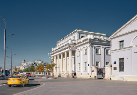 Left wing of the 1810 Strannopriimniy House, better known as the Sheremetev Hospital at the institute Sklifosovsky Institute of Emergency Medicine: Moscow, Russia - October 06, 2021のeditorial素材