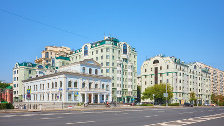 Bolshaya Yakimanka Street, view of the building Federal Autonomous Institution Main State Expertise of Russia Training Center and modern houses, Cityscape: Moscow, Russia - August 17, 2022のeditorial素材