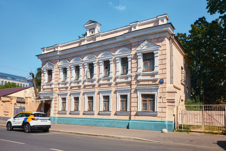 Architectural Monument, old residential building built in 1987 on Bolshaya Tatarskaya Street, landmark: Moscow, Russia - August 17, 2022のeditorial素材