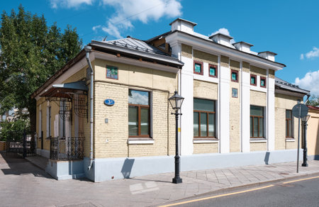 Former building of the isolation ward for infants of the Elizavetinsky charitable orphanage, 1911, Uspensky lane, landmark: Moscow, Russia - July 22, 2022のeditorial素材