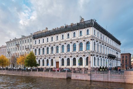 Building of the All-Russian Institute of Plant Industry named after NI Vavilov on the embankment of the Fontanka River, built in 1844-1853, landmark: St. Petersburg, Russia - 07 October, 2022のeditorial素材