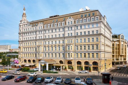 Balchug Street, view of the Balchug Kempinski Hotel, built in 1897-1898, landmark: Moscow, Russia - August 19, 2022のeditorial素材