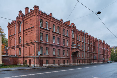 Novgorodskaya Street, view of the building of St. Eugenia Hospital, 1896-1899, architect DK Prussak, landmark: St. Petersburg, Russia - October 06, 2022のeditorial素材
