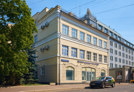 Bolshaya Tatarskaya Street, 1947 building in which the Russian Spiritual Theater GLAS is located: Moscow, Russia - August 17, 2022のeditorial素材