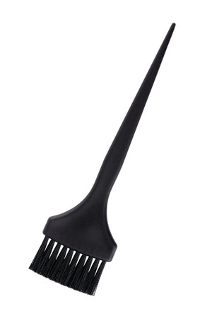 Professional styling tools, black nylon bristle hair dye brush isolated on whiteの写真素材