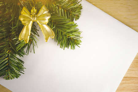Christmas tree with decorations. for Christmas and Happy New Year 2021. Letter to Santa Claus. header and coverの写真素材