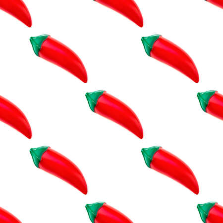 Seamless pattern of Pepper. Toy plastic vegetable isolated on white background. Plastic vegetable for the game. Playing at the kids storeの写真素材