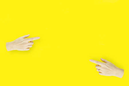 Hands show direction or pointed something. Hands sign.の写真素材