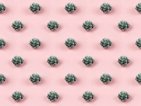 Christmas isometric seamless pattern with decorative silver pine cones. Holiday New Year conceptの写真素材