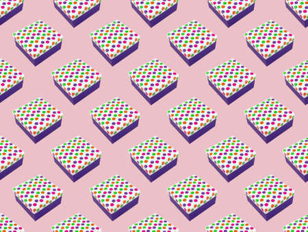 Seamless pattern Gift box over pink backgroundの写真素材