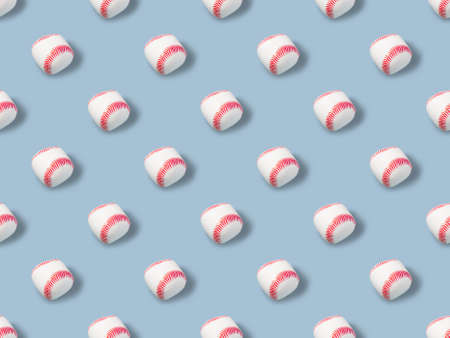 Seamless pattern of small white red ball for baseball sport game on blue background.の写真素材