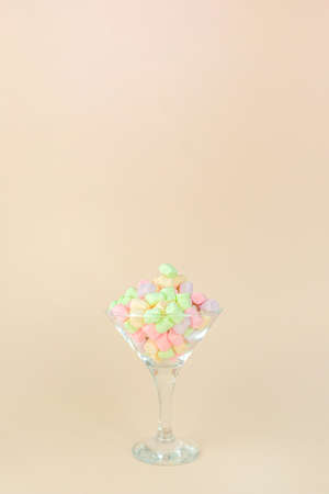 Tasty sweet color marshmallows in martini glass, Bakery conceptの写真素材