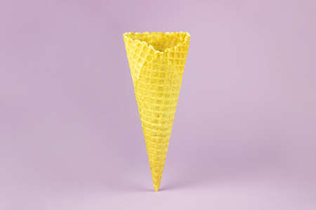 Empty waffle horn on a magenta background