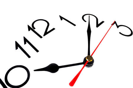 Closeup of hands on clock face, Dial office wall clock in a classic style, close-up
