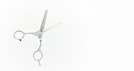 Hairdressing scissors on white background. hairdresser service. beauty salon serviceの写真素材