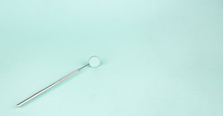 Dentist Professional tools medical equipment on Blue background. Dental Hygiene and Health...