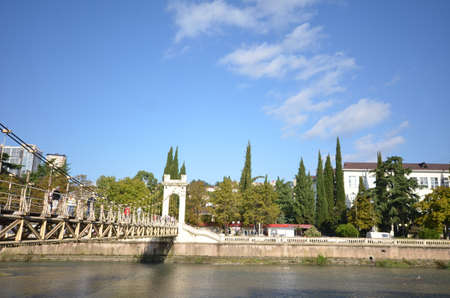 SOCHI, RUSSIA - SEPTEMBER, 2014: Cityscape of Sochi and river Sochiのeditorial素材