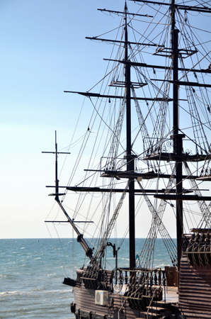 View on a sailboat on the sea background. Sochi, Russia