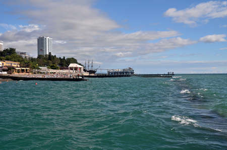 SOCHI, RUSSIA SEPTEMBER, 2013: View of the beach in the Sochi, Russiaのeditorial素材