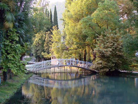 Pond in the park Novi Afon, Abkhazia                                 の写真素材