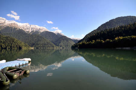View of the mountain lake Rizza, Abkhazia