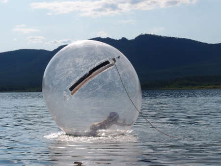 RESORT BOROVOE, LAKE SHCHUCHYE, KAZAKHSTAN JULY, 2015: Beach attraction Shchuchye lake, State National Natural Park "Burabai", Kazakhstanのeditorial素材