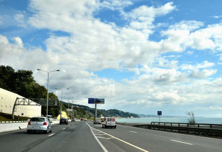 SOCHI, RUSSIA SEPTEMBER, 2013: Road M-27 Sochi Adler, Russiaのeditorial素材