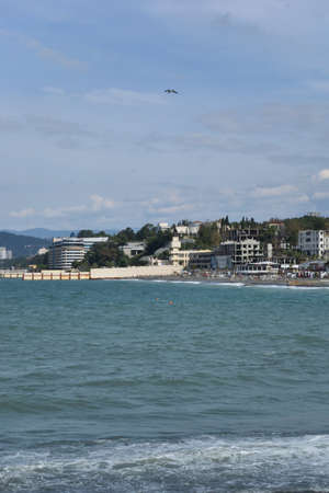SOCHI, RUSSIA SEPTEMBER 29, 2015: View of the beach in the Sochi, Russia