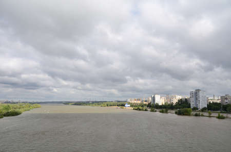 View of Irtysh River divides the city into two parts Omsk, Russiaの写真素材
