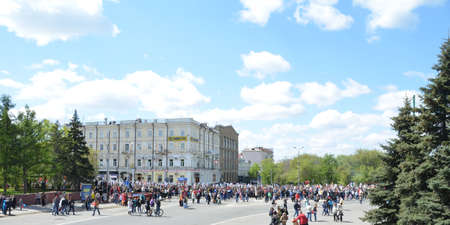 Omsk, Russia - May 9: People rally in honor of those killed in the war 1941-1945 "Immortal regiment" dedicated to Victory Day, the city of Omsk, Siberia, Russia 9 May 2016のeditorial素材