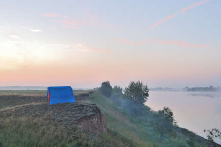 Morningg on the river Irtysh, Omsk region, Siberia, Russia                              