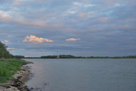 Evening on the Irtysh River, Omsk region, Siberia, Russia                              