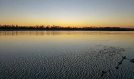 View of the autumnal bank of the Irtysh River in the Omsk Region.