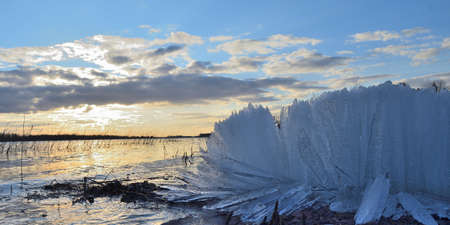 Last ice on the river Irtysh, Omsk region, Siberia