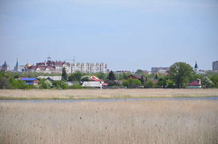 View of the city of Omsk from the Park Bird Harborの写真素材