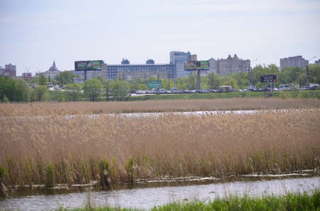 Omsk, Russia - May 27 2019: View of the city of Omsk from the Park Bird Harborのeditorial素材